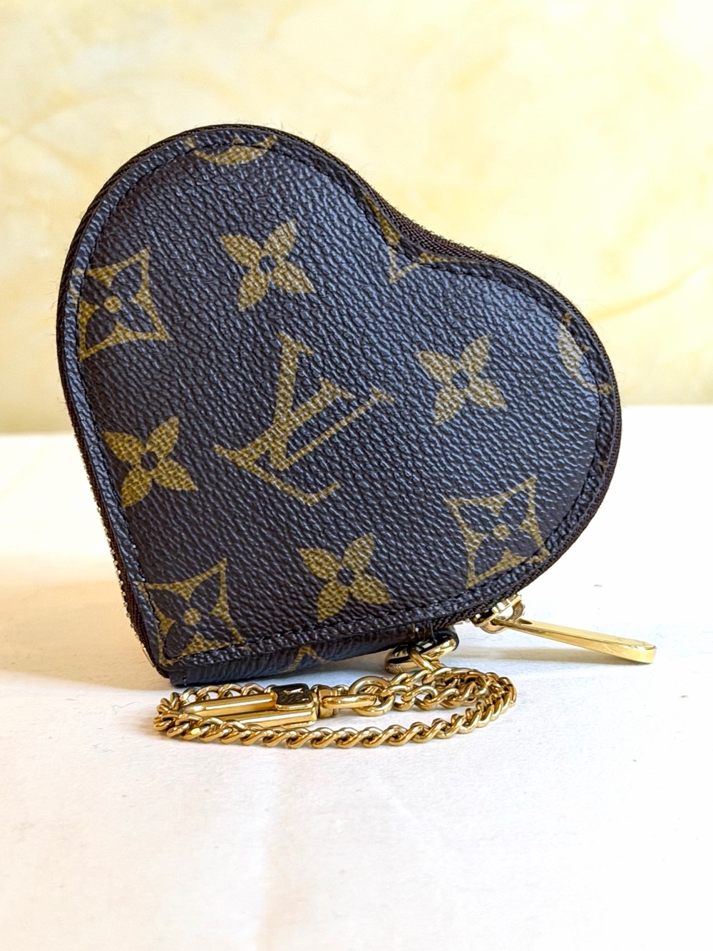 Louis Vuitton Monogram Heart Coin Pouch - Brown with Gold Hardware